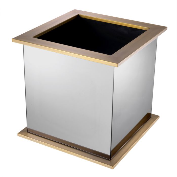 Planter Moorea br brass finish smoke mirror glass