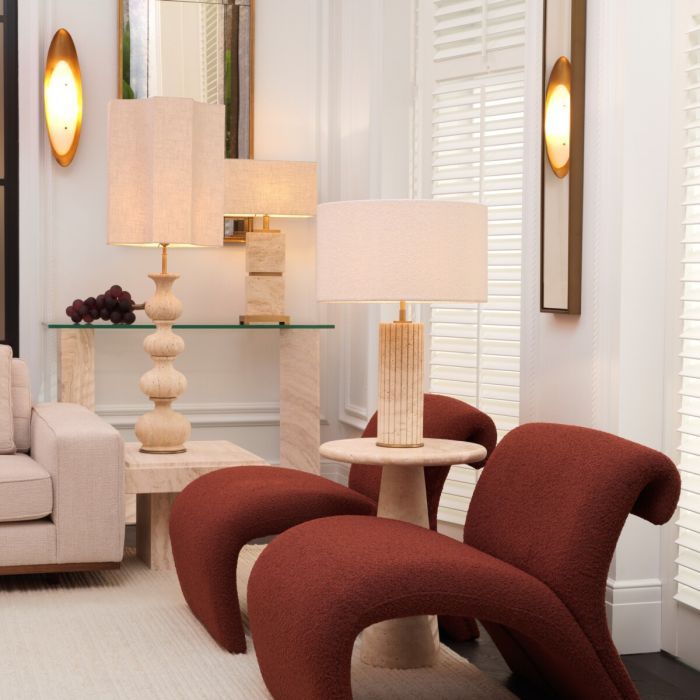 Table Lamp Newton L travertine incl shade