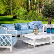 Outdoor Sofa Ocean Club L white sunbrella mineral blue