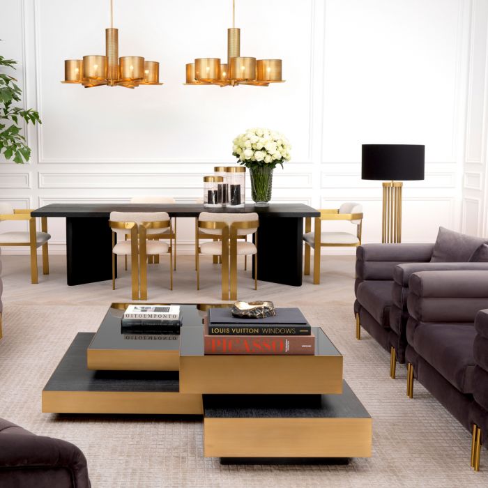 Table Lamp Condo antique brass finish incl shade