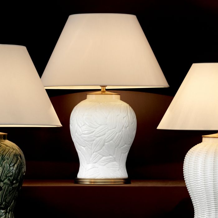 Table Lamp Cyprus white ceramic incl shade