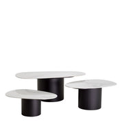Coffee Table Zane white ceramic marble set of 3