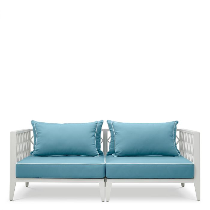 Outdoor Sofa Ocean Club S white sunbrella mineral blue