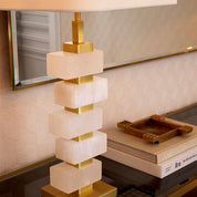 Table Lamp Amber alabaster incl shade