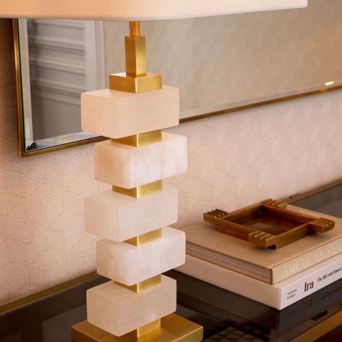 Table Lamp Amber alabaster incl shade