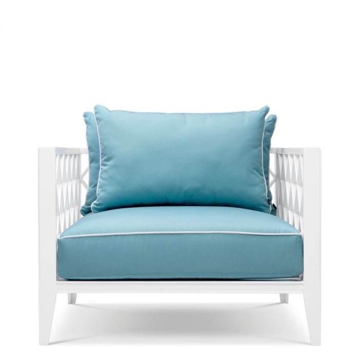 Outdoor Chair Ocean Club white sunbrella mineral blue