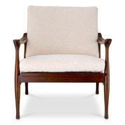 Chair Manzo classic brown finish bouclé cream incl cushions