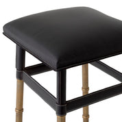 Bar Stool Princess black leather vintage brass finish