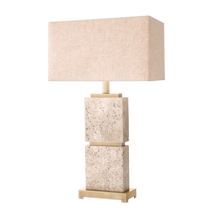 Table Lamp Newton L travertine incl shade