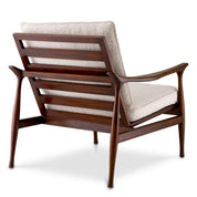 Chair Manzo classic brown finish bouclé cream incl cushions