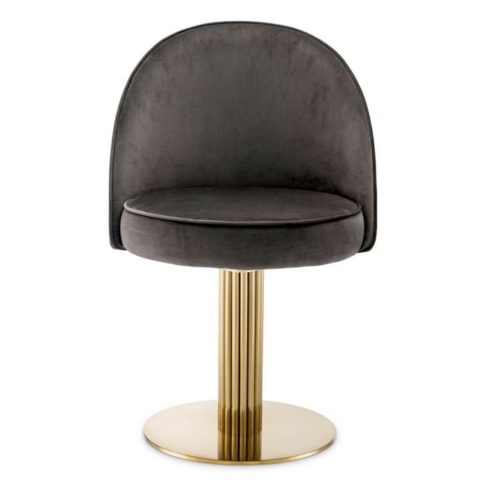 Silla de comedor Dorland roche terciopelo gris oscuro