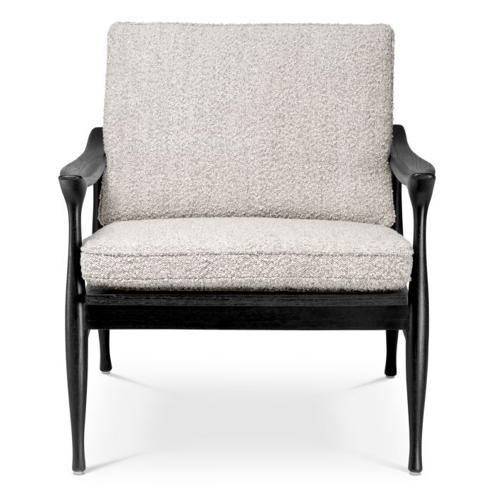 Chair Manzo classic black finish bouclé grey incl cushions