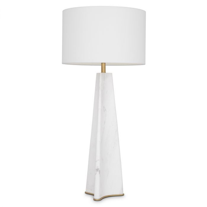 Table Lamp Benson honed white marble incl shade