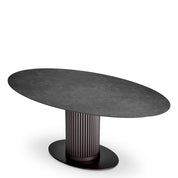 Outdoor Dining Table Volterra Oval bronze finish grey ceramic