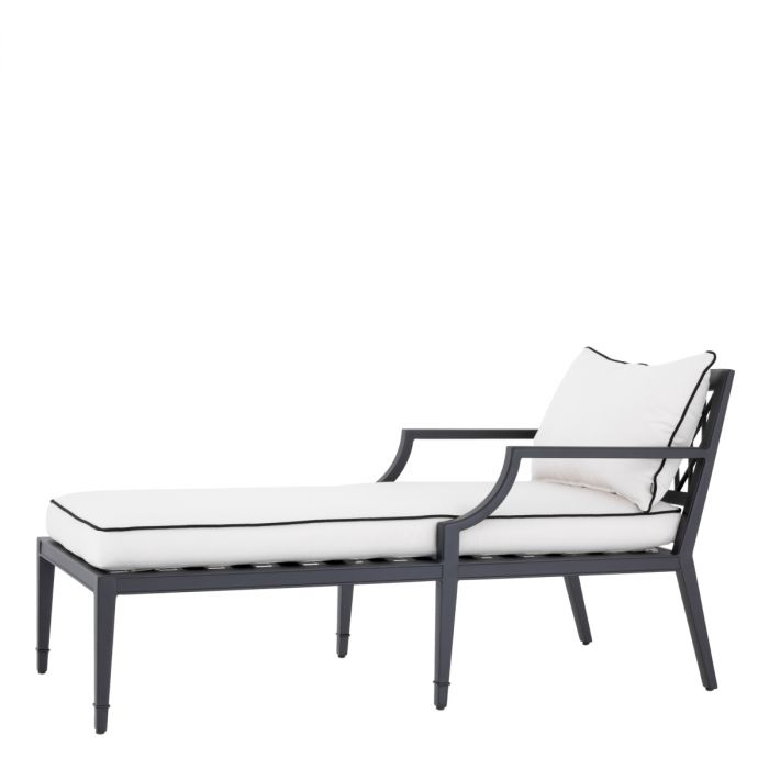 Outdoor Chaise Longue Bella Vista black sunbrella canvas
