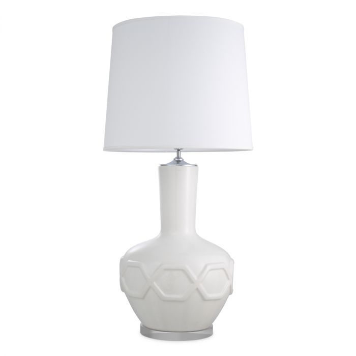 Table Lamp Lambert crackled white incl shade