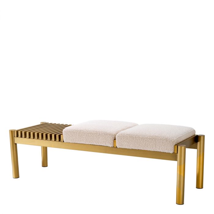 Bench Bibi brushed brass finish bouclé cream