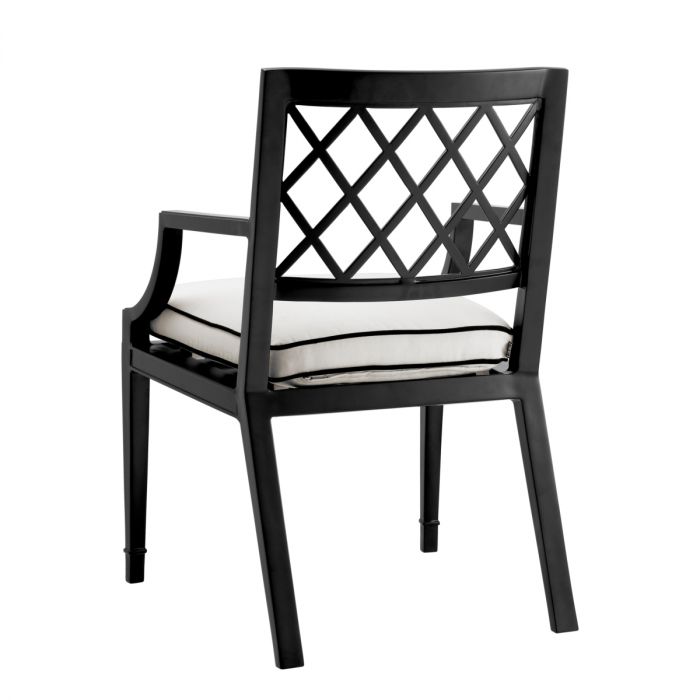 Silla de comedor de exterior Paladium con brazo de lona sunbrella negra