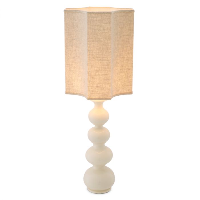 Table Lamp Mabel crackled white ceramic incl shade