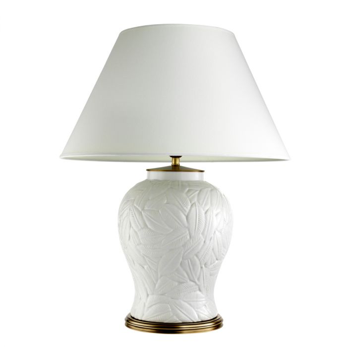 Table Lamp Cyprus white ceramic incl shade