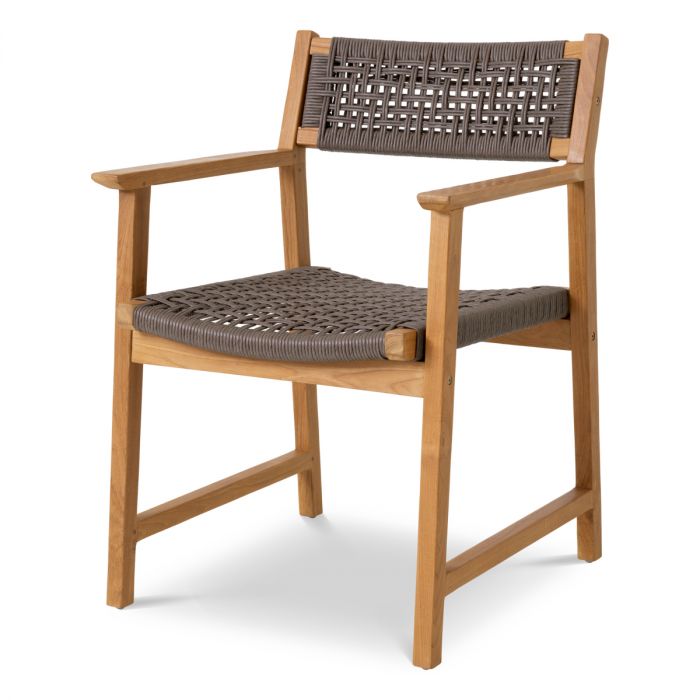 Outdoor Dining Chair Cancun natural teak faux rattan set of 2