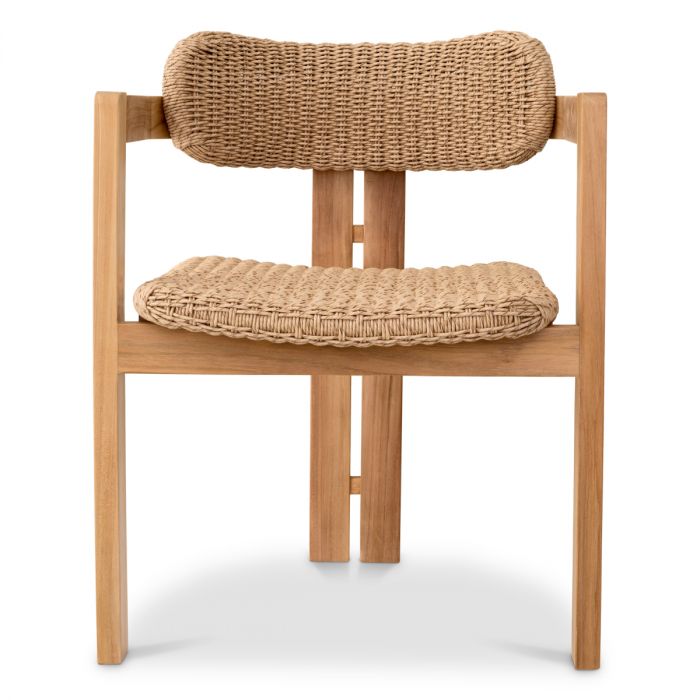Outdoor Dining Chair Donato natural teak faux rattan