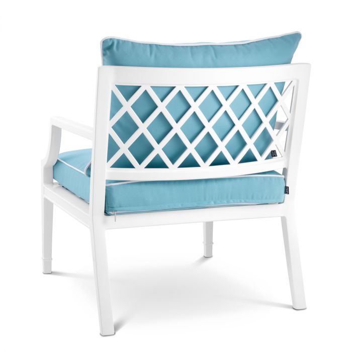 Outdoor Chair Bella Vista white sunbrella mineral blue