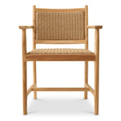 Outdoor Dining Chair Pivetti with arm natural teak faux rattan