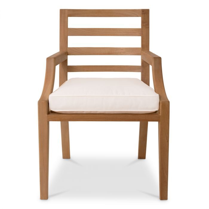 Outdoor Dining Chair Hera natural teak flores off-white