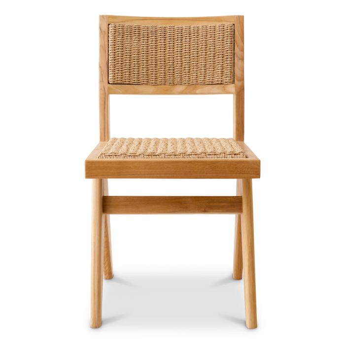 Outdoor Dining Chair Niclas natural teak natural weave faux rattan