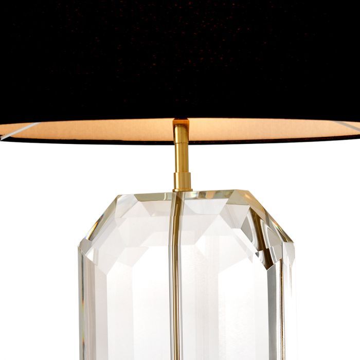Table Lamp Emerald gold finish incl black shade