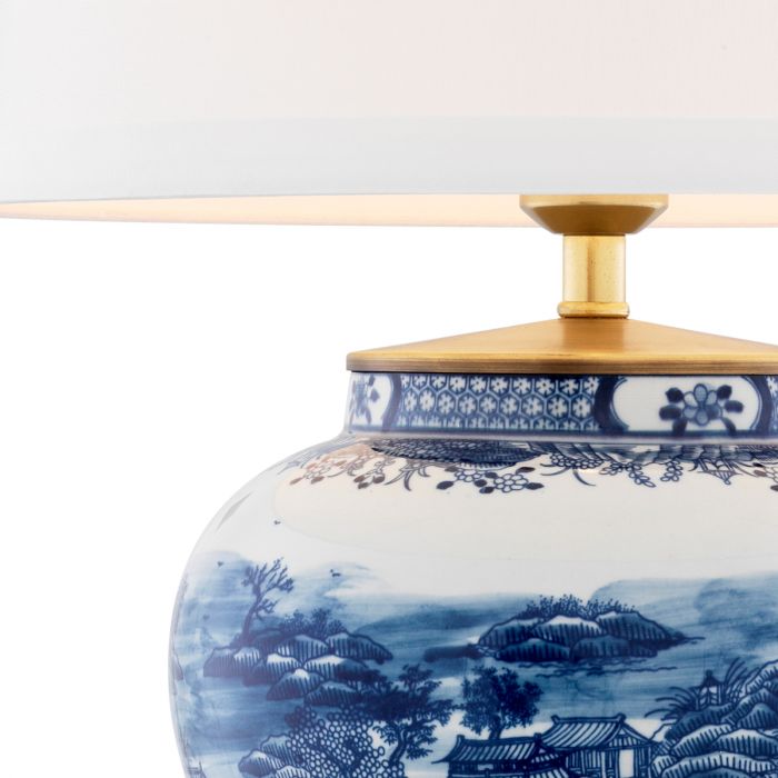 Table Lamp Chinese Blue ceramic incl shade