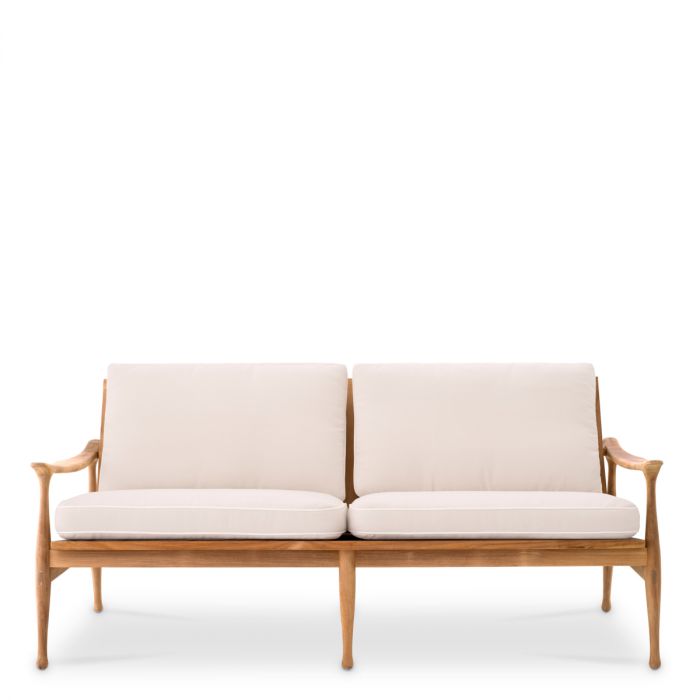 Outdoor Sofa Manzo natural teak flores off-white incl cushions
