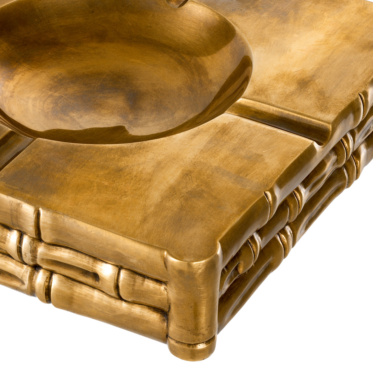 Ashtray Bamboo vintage brass finish