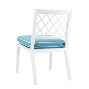 Outdoor Dining Chair Paladium white sunbrella mineral blue