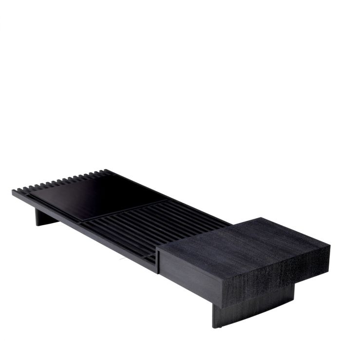 Coffee Table The Crest charcoal grey oak veneer incl glass top