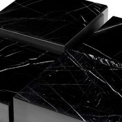 Coffee Table Esposito bronze finish black marble set of 4