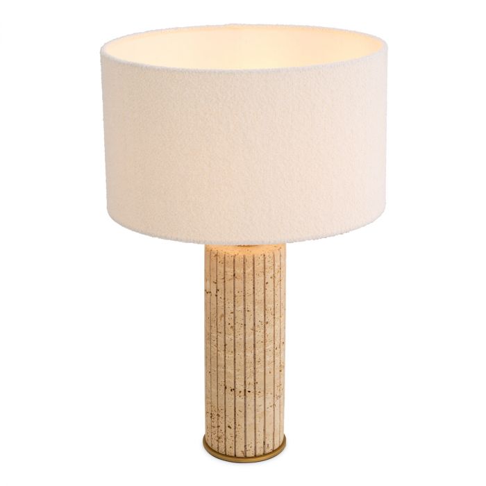 Table Lamp Giova Round travertine incl shade