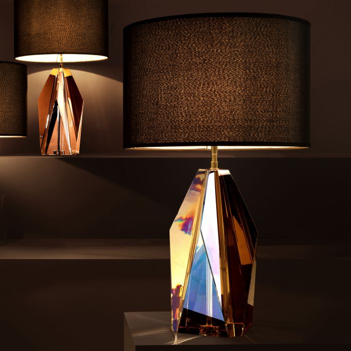 Table Lamp Setai amber crystal glass incl shade