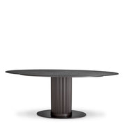 Outdoor Dining Table Volterra Oval bronze finish grey ceramic