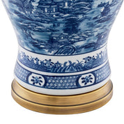 Table Lamp Chinese Blue ceramic incl shade