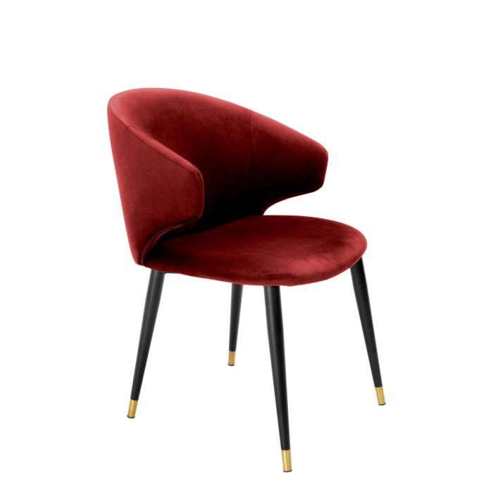 Dining Chair Volante with arm roche bordeaux velvet