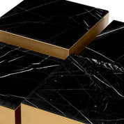 Coffee Table Esposito brushed brass finish black marble set of 4
