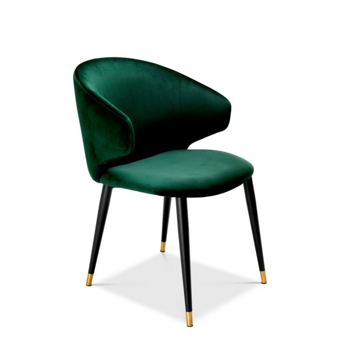 Dining Chair Volante with arm roche dark green velvet