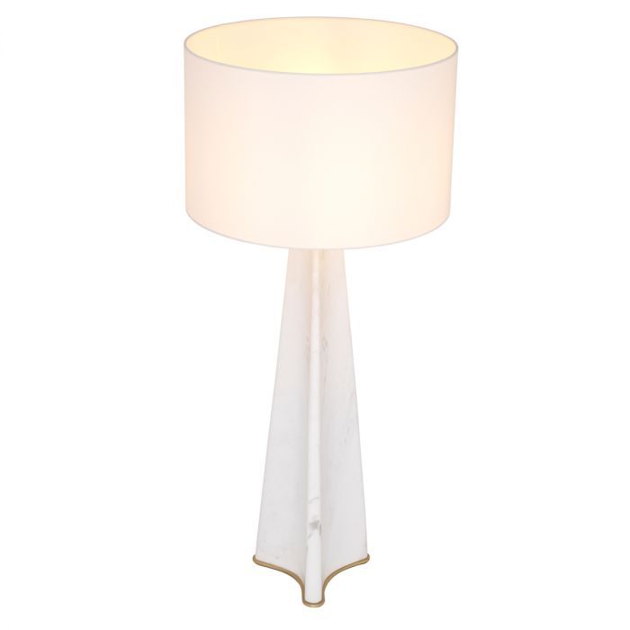 Table Lamp Benson honed white marble incl shade