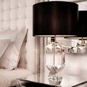 Table Lamp Emerald nickel finish incl black shade