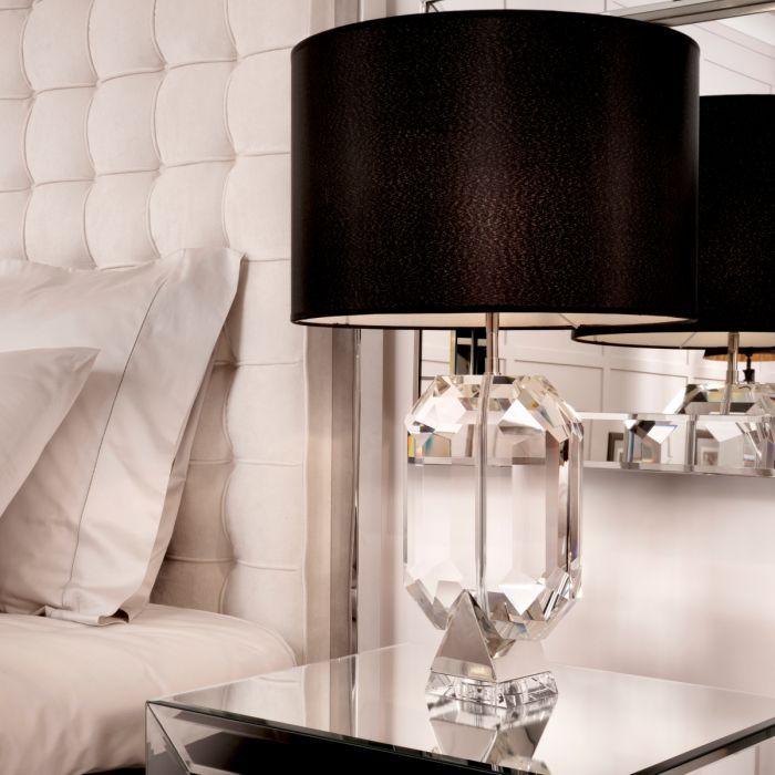 Table Lamp Emerald nickel finish incl black shade