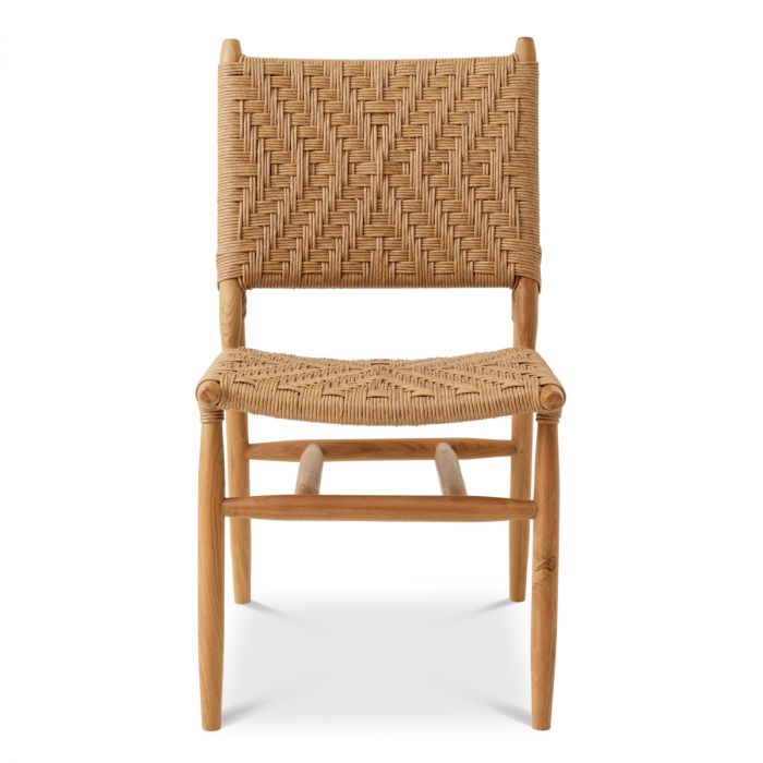 Outdoor Dining Chair Laroc natural teak faux rattan set of 2