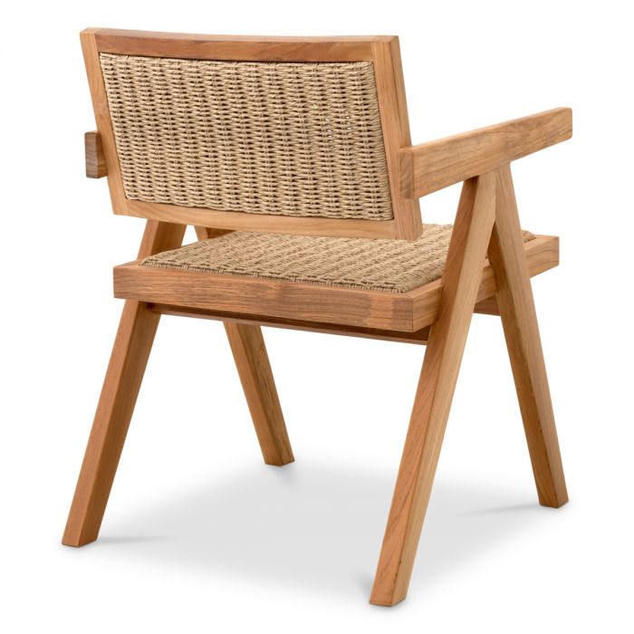 Outdoor Dining Chair Kristo natural teak natural weave faux rattan