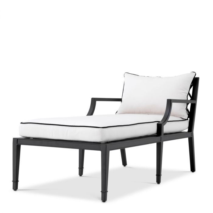 Outdoor Chaise Longue Bella Vista black sunbrella canvas